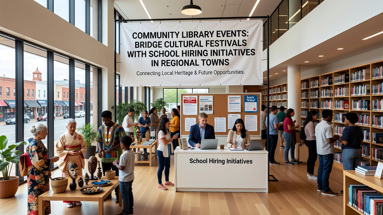 School representatives present hiring information during a library-hosted cultural festival booth